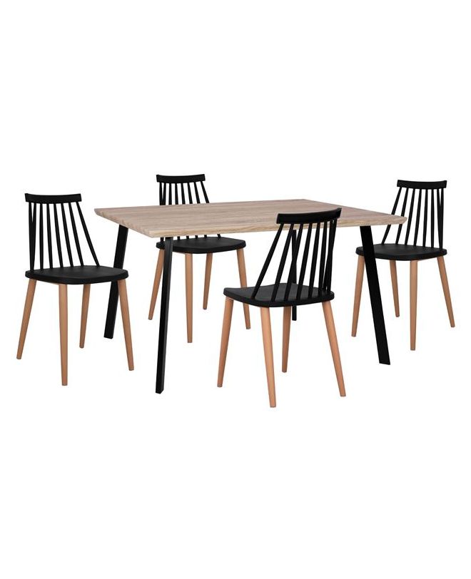 ΣΕΤ 5ΤΜΧ ΤΡΑΠΕΖΙ 140x80x76 cm SONAMA & ΚΑΡΕΚΛΕΣ VANESSA ΜΑΥΡΕΣ ΜΕΤΑΛΛΙΚΑ ΠΟΔΙΑ HM11037