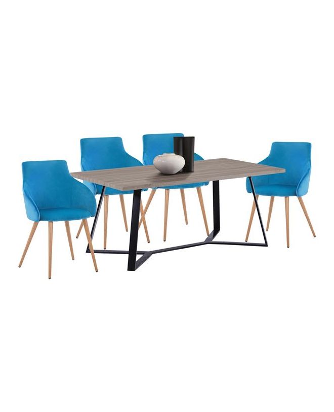 ΣΕΤ 5TMX ΤΡΑΠΕΖΙ MDF ALDWIN 160x90 ΜΕ ΠΟΛΥΘΡΟΝΑΚΙΑ ΒΕΛΟΥΔΙΝΑ IVY TΙΡΚΟΥΑΖ HM11255