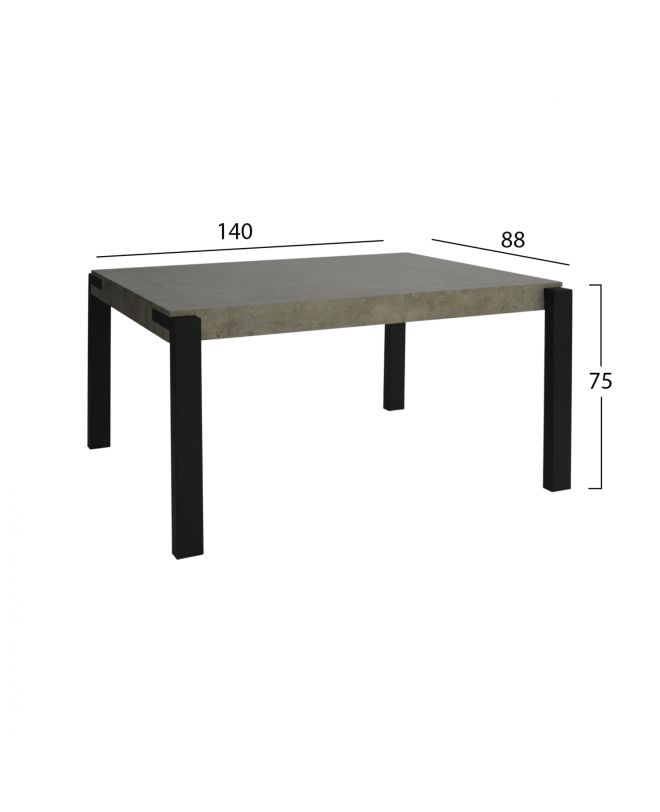 ΣΕΤ 5TMX ΤΡΑΠΕΖΙ MDF CEMENT 140x88 ΜΕ ΚΑΡΕΚΛΕΣ ΜΕΤΑΛΛΙΚΕΣ CELESTE HM11254