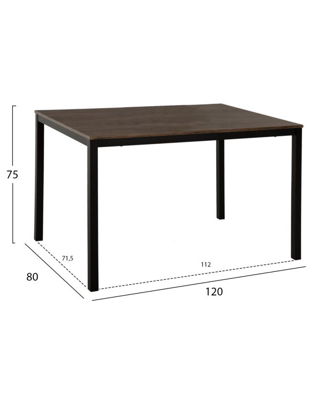 ΣΕΤ ΤΡΑΠΕΖΑΡΙΑΣ GOOSE 5ΤΜΧ HM9530.01 MDF ΚΑΡΥΔΙ-ΜΕΤΑΛΛΟ ΜΑΥΡΟ 120x80x75Yεκ.