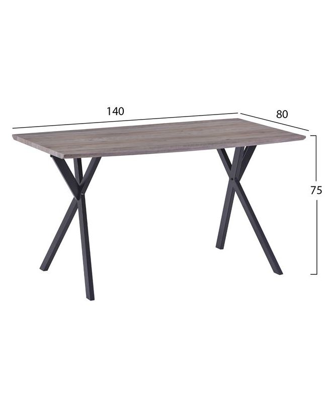 ΣΕΤ ΤΡΑΠΕΖΑΡΙΑΣ HM11181 5ΤΜΧ ΤΡΑΠΕΖΙ 140x80x75 cm MDF OLD BEECH & ΚΑΡΕΚΛΕΣ CLARA ΓΚΡΙ ΒΕΛΟΥΔΟ