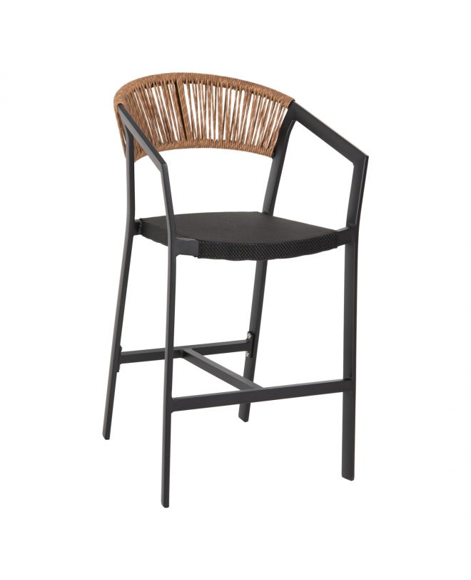 ΣΚΑΜΠΟ ΑΛΟΥΜΙΝΙΟΥ HM5892.15 ΜΕΣΑΙΟΥ ΥΨΟΥΣ RATTAN & TEXTLINE ΜΑΥΡΟ ΜΠΕΖ 56,5x57x99,5Y