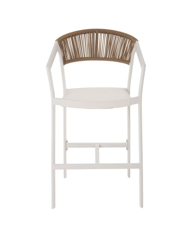 ΣΚΑΜΠΟ ΑΛΟΥΜΙΝΙΟΥ ΛΕΥΚΟ HM5892.32 ΜΕΣ. ΥΨΟΥΣ-ΜE RATTAN & TΕΧΤLINE 57x57x99,5Yεκ.