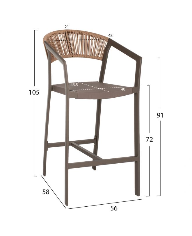 ΣΚΑΜΠΟ ΑΛΟΥΜΙΝΙΟΥ ΜΕ ΜΠΡΑΤΣΑ ΣΑΜΠΑΝΙΖΕ RATTAN ΛΕΥΚΟ TEXTLINE HM5892.03 56x58x105Y εκ.