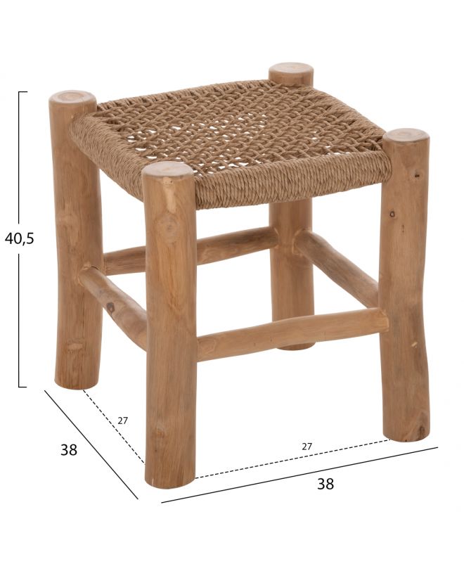 ΣΚΑΜΠΟ LONDER HM5987 ΞΥΛΟ ΤΕΑΚ ΚΑΙ ΣΥΝΘΕΤΙΚΟ RATTAN ΣΕ ΦΥΣΙΚΟ 38x38x40,5Υεκ.