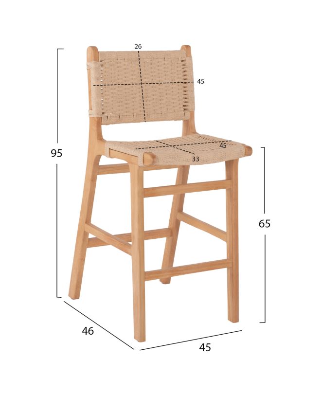 ΣΚΑΜΠΟ ΜΕΣΑΙΟΥ ΥΨΟΥΣ HM9332.01 RUBBERWOOD & ΣΧΟΙΝΙ- ΦΥΣΙΚΟ ΧΡΩΜΑ 45x46x95Υεκ.