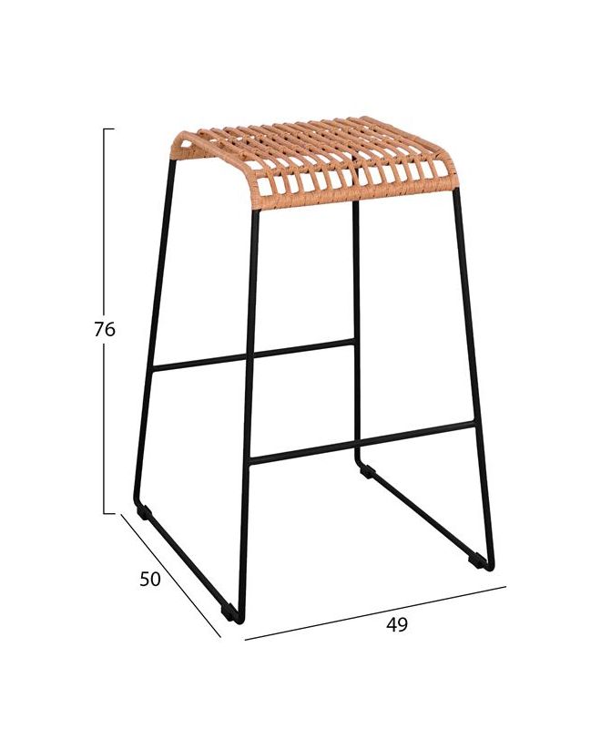 ΣΚΑΜΠΟ ΜΕΤΑΛΛΙΚΟ ALLEGRA HM5641 ΜΕ WICKER ΣΕ ΜΠΕΖ ΑΠΟΧΡΩΣΗ 49x50x76 εκ.