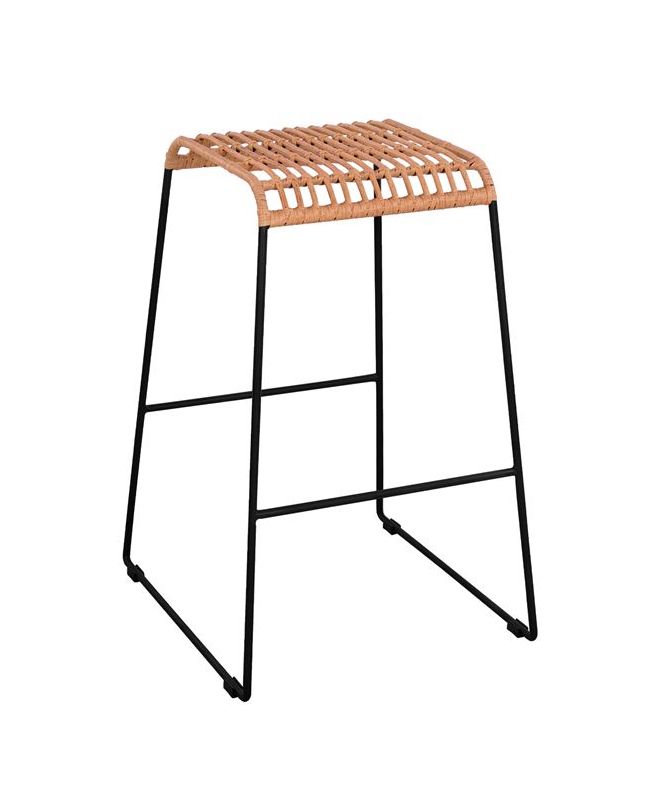 ΣΚΑΜΠΟ ΜΕΤΑΛΛΙΚΟ ALLEGRA HM5641 ΜΕ WICKER ΣΕ ΜΠΕΖ ΑΠΟΧΡΩΣΗ 49x50x76 εκ.