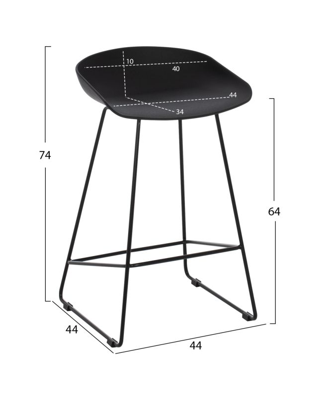 ΣΚΑΜΠΟ ΜΠΑΡ HM9299.02, ΜΑΥΡΟ, ΜΕΣΑΙΟΥ ΥΨΟΥΣ, 44x44x74 εκ.