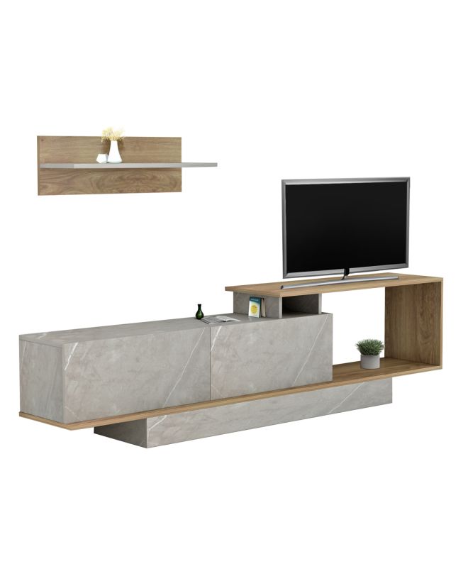 ΣΥΝΘΕΤΟ ΤΗΛΕΟΡΑΣΗΣ GARCELLE HM8904.14 ΜΕΛΑΜΙΝΗ ΦΥΣΙΚΟ-STONE TEXTURE 180x29,6x45Υεκ