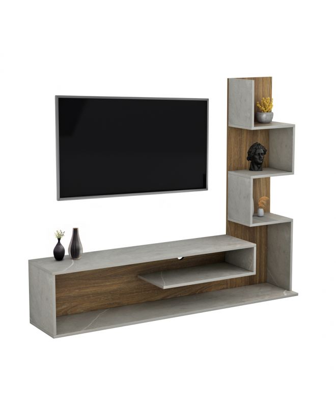 ΣΥΝΘΕΤΟ ΤΗΛΕΟΡΑΣΗΣ EDELIE HM8908.14 ΜΕΛΑΜΙΝΗ ΓΚΡΙ STONE TEXTURE-ΦΥΣΙΚΟ 149,5x29,5x120,8Υεκ.
