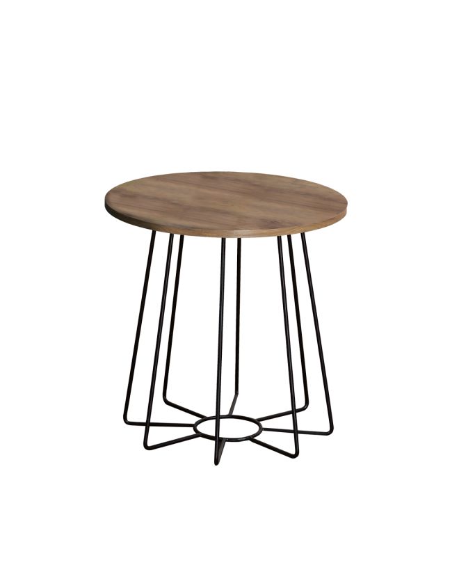 Τραπεζάκι Σαλονιού ArteLibre MELFI Καφέ/Μαύρο MDF/Μέταλλο Φ40x40cm