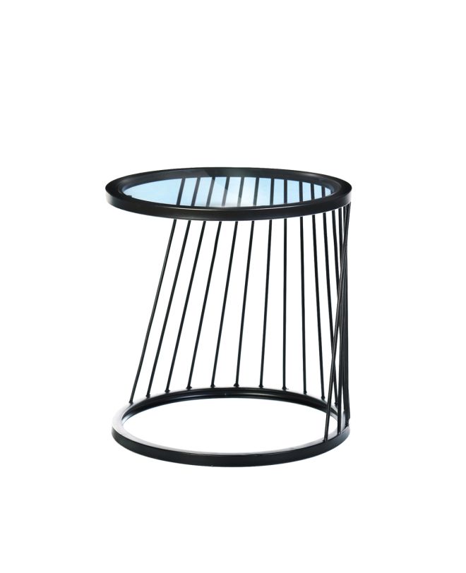 Τραπεζάκι Σαλονιού ArteLibre COSENZA Μαύρο/Διάφανο Μέταλλο/Γυαλί Φ50x50cm