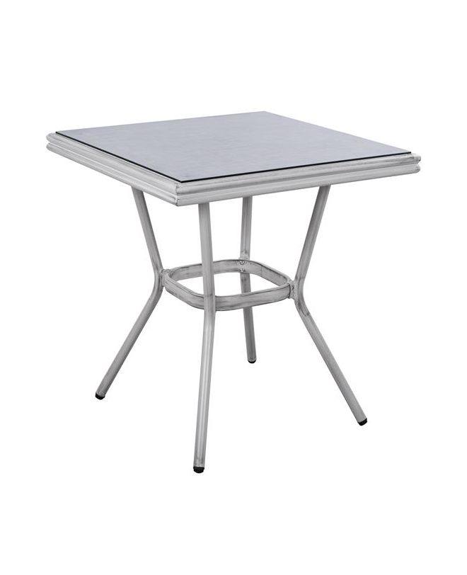 ΤΡΑΠΕΖΙ ΑΛΟΥΜΙΝΙΟΥ 70X70X76 BAMBOO LOOK HM5568.01 ΛΕΥΚΗ ΠΑΤΙΝΑ ΜΕ ΓΥΑΛΙ