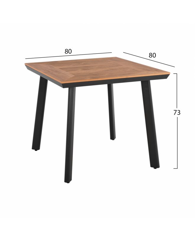ΤΡΑΠΕΖΙ ΑΛΟΥΜΙΝΙΟΥ ΑΝΘΡΑΚΙ ΜΕ ΕΠΙΦΑΝΕΙΑ POLYWOOD HM5563.02 80x80x73Υεκ.