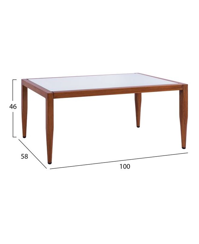 ΤΡΑΠΕΖΙ ΑΛΟΥΜΙΝΙΟΥ BAMBOO LOOK ΜΕ ΓΥΑΛΙ 100Χ58Χ46 HM5551.01