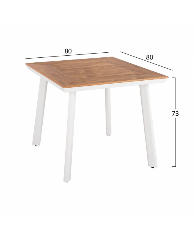 ΤΡΑΠΕΖΙ ΑΛΟΥΜΙΝΙΟΥ ΛΕΥΚΟ ΜΕ ΕΠΙΦΑΝΕΙΑ POLYWOOD HM5563.01 80x80x73Υ ΕΚ.