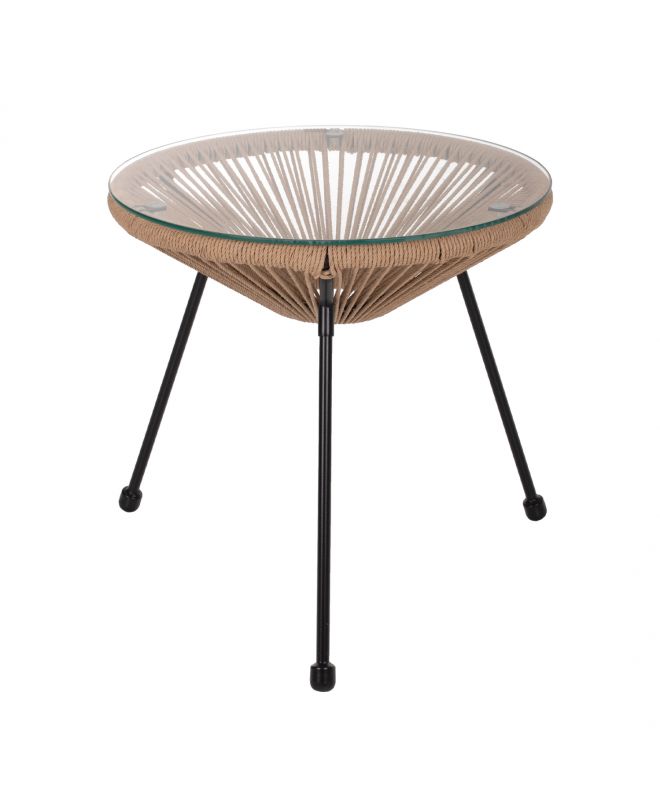 ΤΡΑΠΕΖΙ ΒΟΗΘΗΤΙΚΟ ALLEGRA ΜΑΥΡΟ ΜΕΤΑΛΛΟ  ME TWISTED WICKER ΦΥΣΙΚΟ HM5873.01 Φ47Χ45Υεκ.