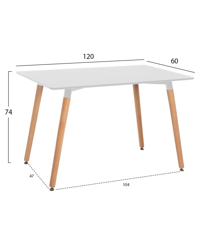 ΤΡΑΠΕΖΙ MINIMAL HM8581.01 ΛΕΥΚΟ MDF-ΠΟΔΙΑ ΟΞΙΑ ΣΕ ΦΥΣΙΚΟ ΧΡΩΜΑ- 120Χ60X74Υεκ.
