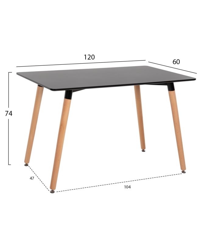 ΤΡΑΠΕΖΙ MINIMAL HM8581.02 ΜΑΥΡΟ MDF-ΠΟΔΙΑ ΟΞΙΑ ΣΕ ΦΥΣΙΚΟ ΧΡΩΜΑ- 120Χ60X74Υεκ.