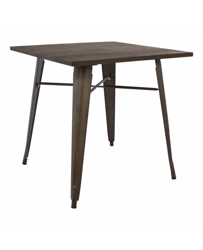 ΤΡΑΠΕΖΙ ΜΕΤΑΛΛΙΚΟ ΣΕ ΧΡΩΜΑ RUSTY ΚΑΙ ΞΥΛΟ HM0611.04 80x80x76εκ