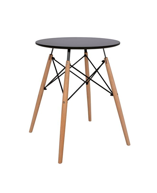 ΤΡΑΠΕΖΙ MINIMAL HM0060.02 ΜΑΥΡΟ ΜΕ ΞΥΛΙΝΑ ΠΟΔΙΑ ΟΞΙΑ Φ60X72Υ εκ.