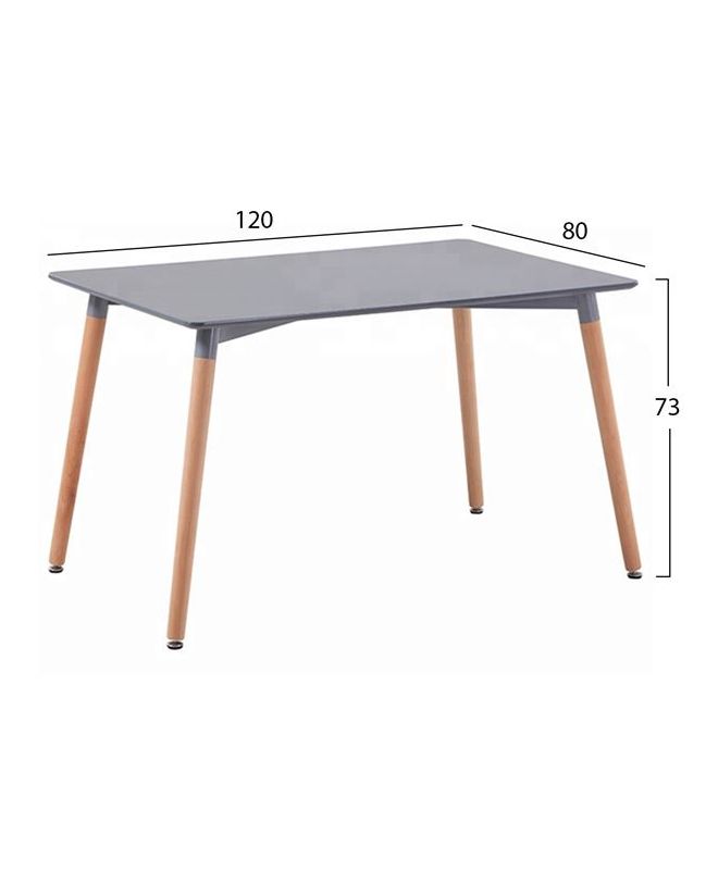 ΤΡΑΠΕΖΙ MINIMAL HM008.10 ΓΚΡΙ ΜΕ ΞΥΛΙΝΑ ΠΟΔΙΑ ΟΞΙΑ 120X80X73Υ εκ.