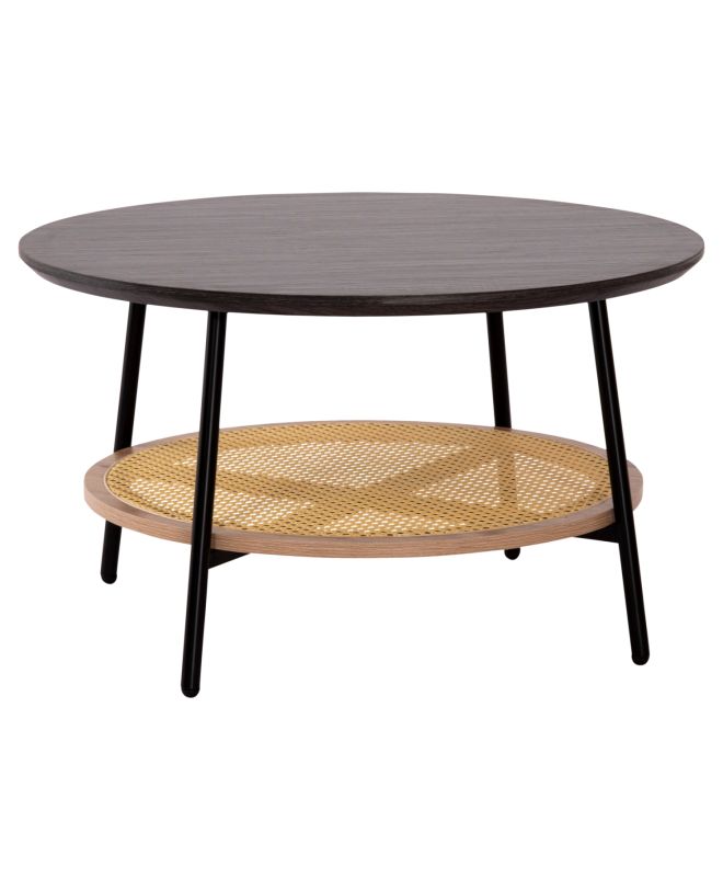 ΤΡΑΠΕΖΙ ΣΑΛΟΝΙΟΥ SEWELL HM18033 MDF ΣΕ ZEBRANO-ΜΕΤΑΛΛΙΚΑ ΠΟΔΙΑ-WICKER Φ80x46,5Υεκ.