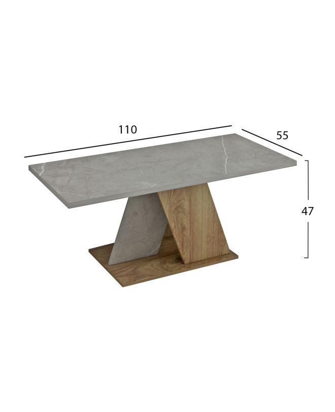 ΤΡΑΠΕΖΙ ΣΑΛΟΝΙΟΥ DILE HM9528.02 ΜΕΛΑΜΙΝΗ ΣΕ STONE TEXTURE ΓΚΡΙ-ΦΥΣΙΚΟ 110x55x47Υεκ.