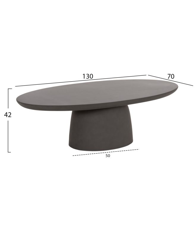 ΤΡΑΠΕΖΙ ΣΑΛΟΝΙΟΥ FIBER CEMENT ΟΒΑΛ BRECCAN HM6594.01 ΓΚΡΙ 130x70x42Υεκ