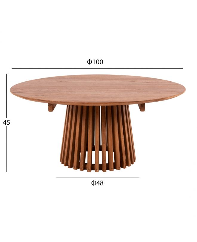 ΤΡΑΠΕΖΙ ΣΑΛΟΝΙΟΥ ΣΤΡΟΓΓΥΛΟ FRANTZ HM9523.11 ΜΑΣΙΦ MINDI ΞΥΛΟ-ΦΥΣΙΚΟ Φ100X45Υεκ.