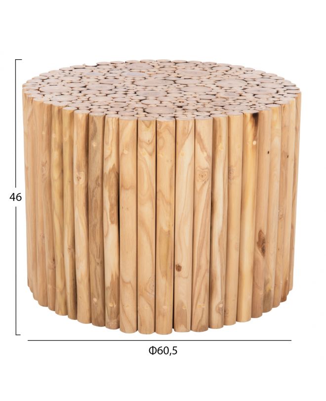 ΤΡΑΠΕΖΙ ΣΑΛΟΝΙΟΥ ΣΤΡΟΓΓΥΛΟ COOTER HM9864 ΚΛΑΔΙΑ TEAK-ΦΥΣΙΚΟ Φ60,5x46Υεκ.