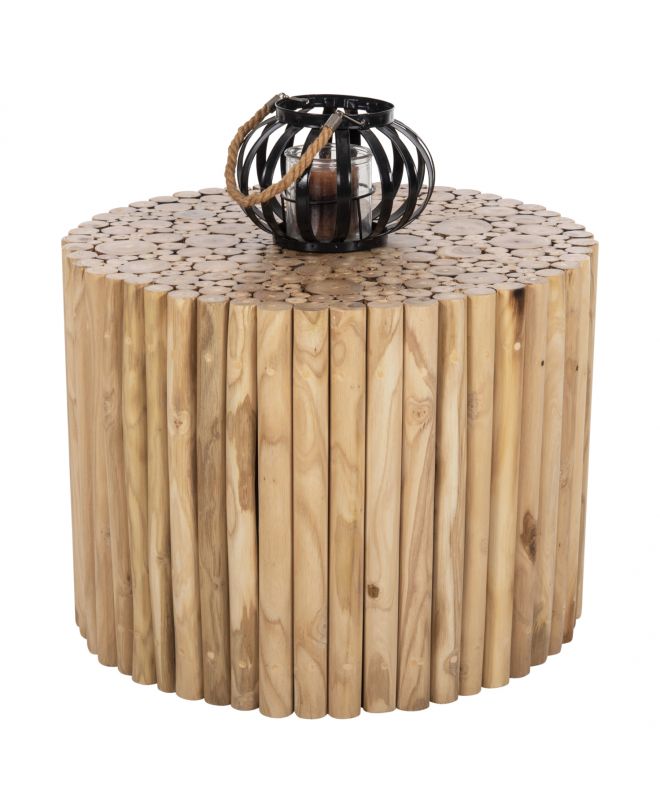 ΤΡΑΠΕΖΙ ΣΑΛΟΝΙΟΥ ΣΤΡΟΓΓΥΛΟ COOTER HM9864 ΚΛΑΔΙΑ TEAK-ΦΥΣΙΚΟ Φ60,5x46Υεκ.