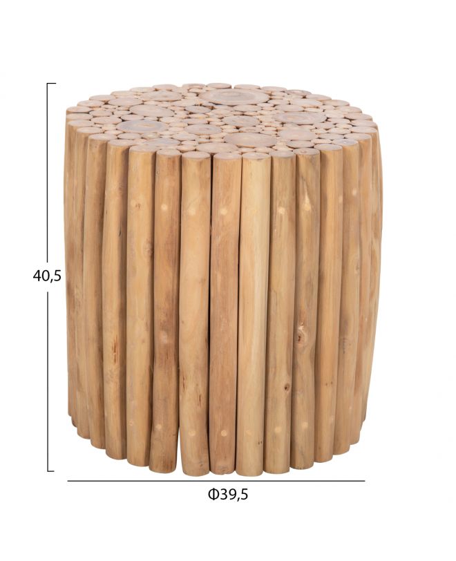 ΤΡΑΠΕΖΙ ΣΑΛΟΝΙΟΥ ΣΤΡΟΓΓΥΛΟ COOTER HM9865 ΚΛΑΔΙΑ TEAK-ΦΥΣΙΚΟ Φ39x40,5Υεκ.