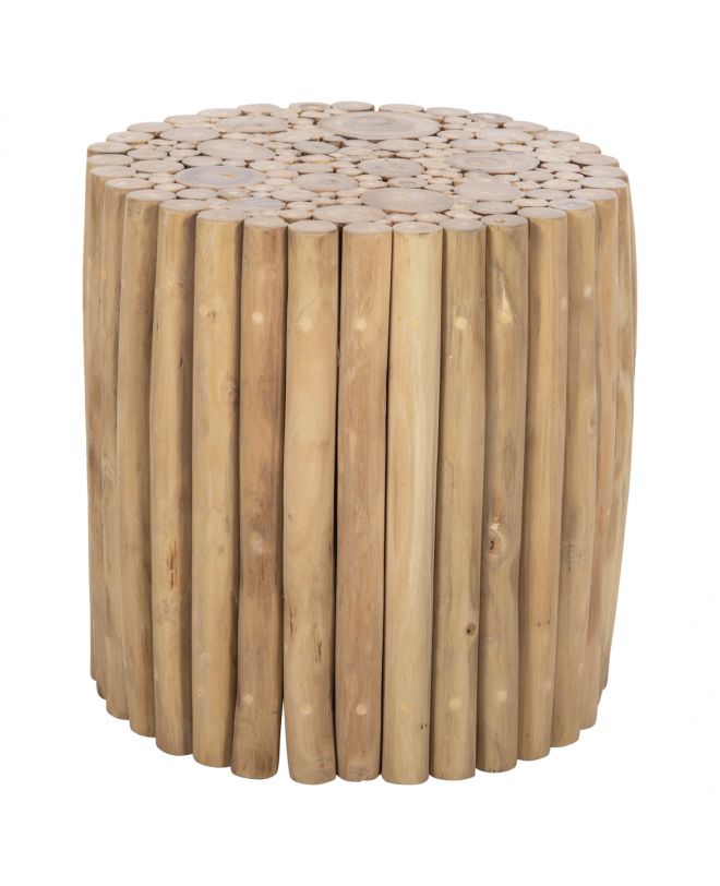 ΤΡΑΠΕΖΙ ΣΑΛΟΝΙΟΥ ΣΤΡΟΓΓΥΛΟ COOTER HM9865 ΚΛΑΔΙΑ TEAK-ΦΥΣΙΚΟ Φ39x40,5Υεκ.