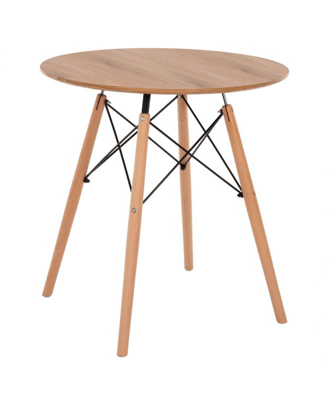 ΤΡΑΠΕΖΙ MINIMAL ΣΤΡΟΓΓΥΛΟ HM0059.04 MDF ΣΕ ΦΥΣΙΚΟ-ΠΟΔΙΑ ΟΞΙΑΣ ΦΥΣΙΚΟ Φ80Χ72Υεκ.