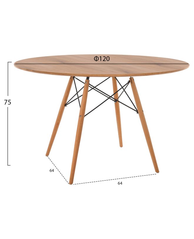 ΤΡΑΠΕΖΙ MINIMAL ΣΤΡΟΓΓΥΛΟ HM8454.04 MDF ΣΕ ΦΥΣΙΚΟ-ΠΟΔΙΑ ΟΞΙΑΣ ΣΕ ΦΥΣΙΚΟ Φ120Χ75Υεκ.