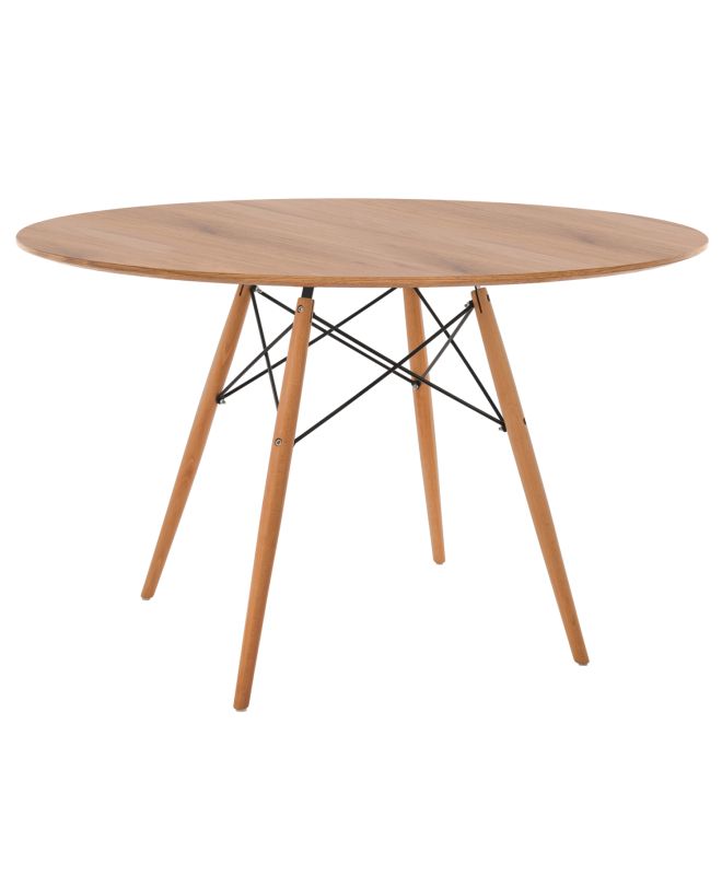 ΤΡΑΠΕΖΙ MINIMAL ΣΤΡΟΓΓΥΛΟ HM8454.04 MDF ΣΕ ΦΥΣΙΚΟ-ΠΟΔΙΑ ΟΞΙΑΣ ΣΕ ΦΥΣΙΚΟ Φ120Χ75Υεκ.