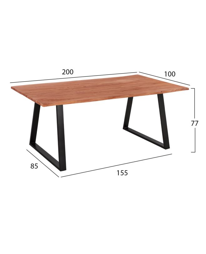 ΤΡΑΠΕΖΙ ΤΡΑΠΕΖΑΡΙΑΣ SOFIA SLIM HM8501.11 ΑΠΟ ΜΑΣΙΦ ΞΥΛΟ ΑΚΑΚΙΑΣ 200x100x77Υ εκ.