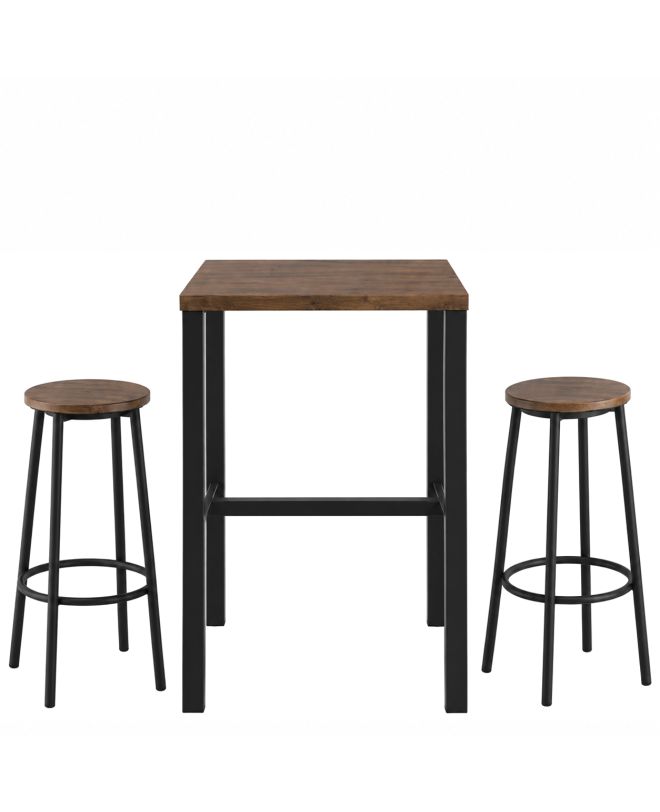 Σετ Τραπεζαρία Bar (2+1) ArteLibre WOODA Καρυδί/Μαύρο MDF/Μέταλλο 60x60x96cm