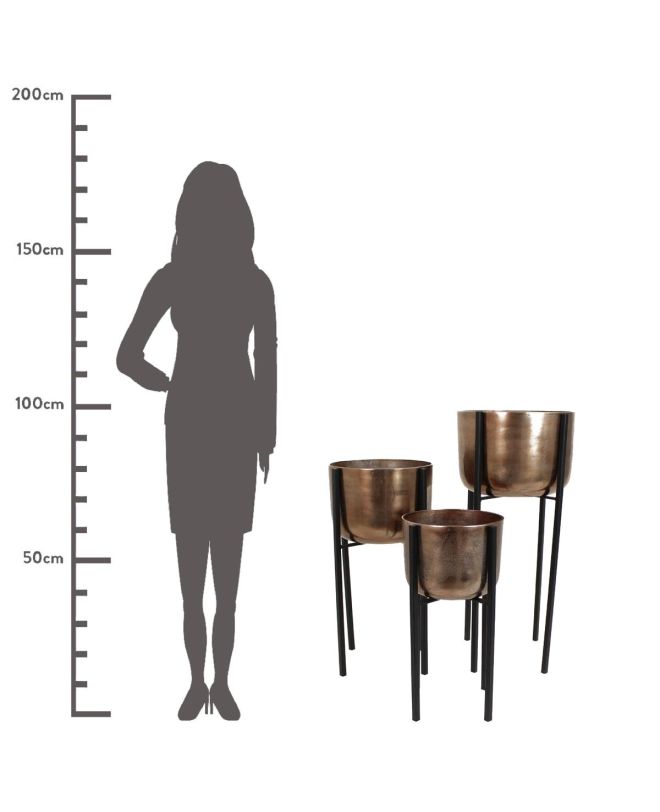 Κασπώ Χάλκινο Αλουμίνιο 38x38x75cm Σετ 3Τμχ