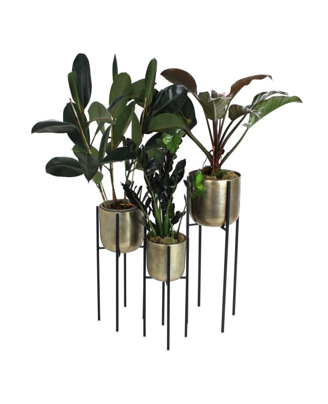 Κασπώ Χρυσό Αλουμίνιο 38x38x75cm Σετ 3Τμχ