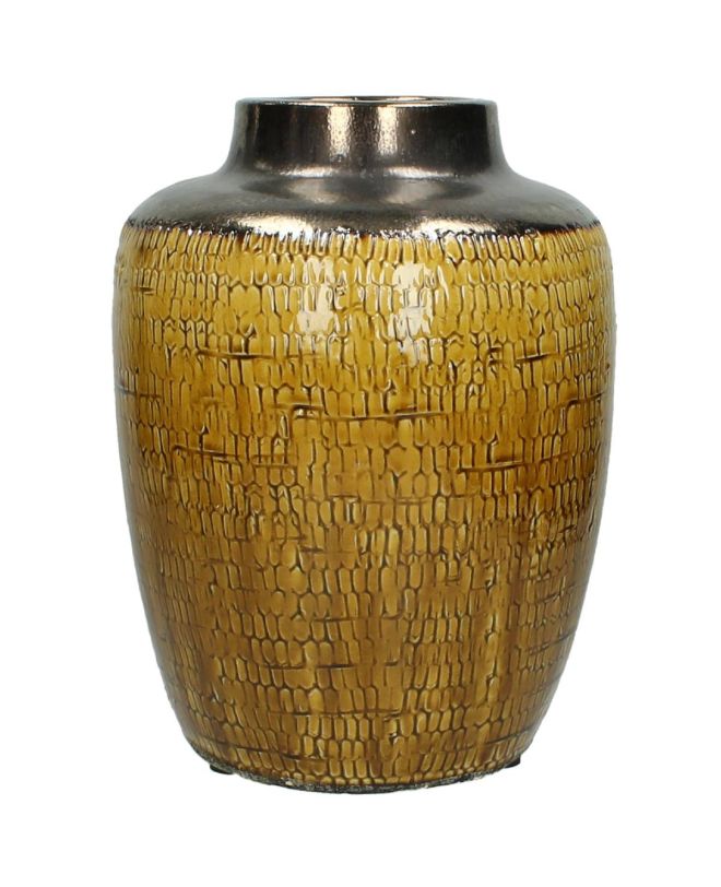 Βάζο Χειροποίητο Κίτρινο Κεραμικό 23x23x30cm