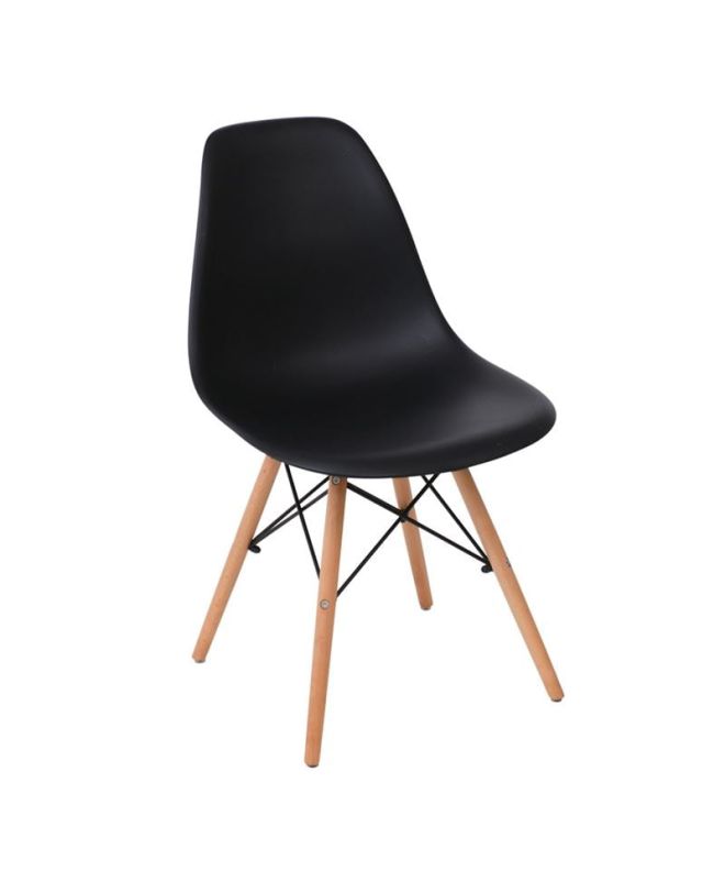 ART Wood Kαρέκλα Τραπεζαρίας - Κουζίνας, Πόδια Οξιά, Κάθισμα PP Μαύρο - 1 Step K/D - Pro  46x53x81cm