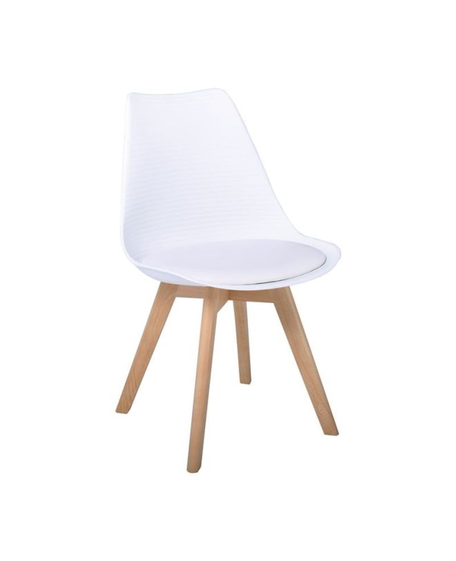 MARTIN STRIPE Καρέκλα Ξύλινο Πόδι, PP Άσπρο  49x56x82cm