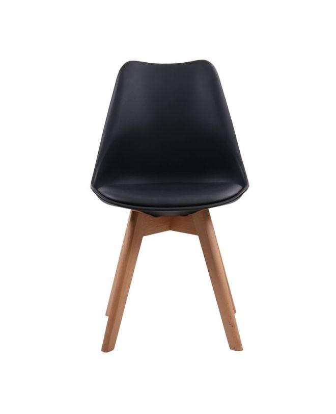 MARTIN Καρέκλα Ξύλο, PP Μαύρο Μονταρισμένη Ταπετσαρία  49x57x82cm