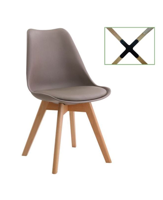 MARTIN Καρέκλα Metal Cross, Ξύλο PP Sand Beige, Μονταρισμένη Ταπετσαρία  49x56x82cm