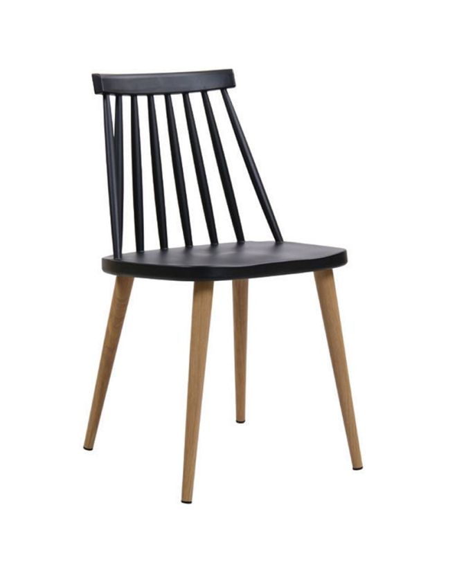 LAVIDA Καρέκλα Τραπεζαρίας Κουζίνας, Μέταλλο Βαφή Φυσικό PP Μαύρο  43x48x77cm