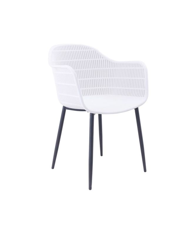 BERRY Πολυθρόνα Μέταλλο Βαφή Μαύρο, PP-UV Άσπρο  58x58x85cm