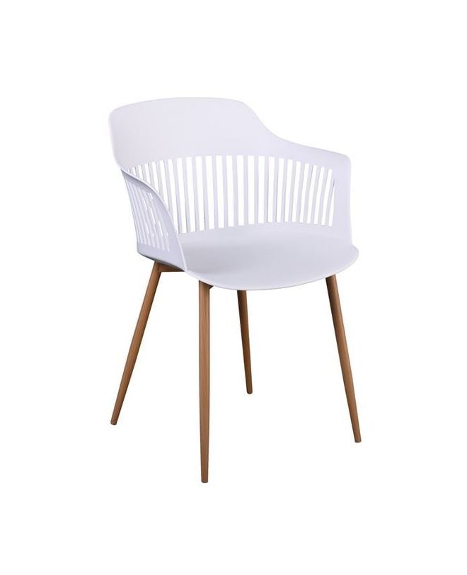 LOUISE Πολυθρόνα Μέταλλο Βαφή Φυσικό, PP-UV Άσπρο (εκτός συσκευασίας)  59x58x82cm